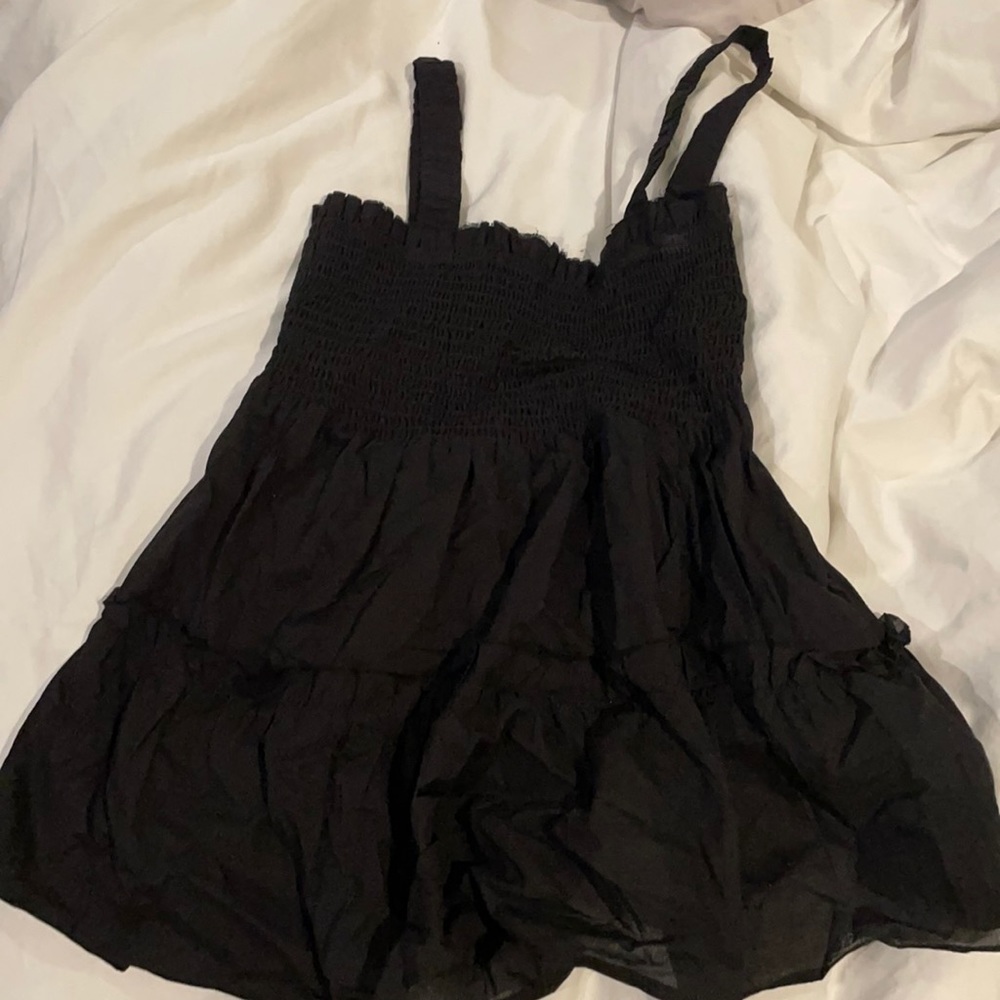 NWOT Asos 0 black peplum open back top strappy